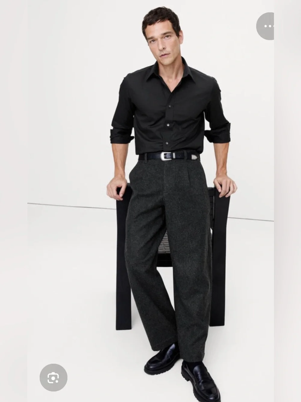 NWT Banana Republic Straight Pleated Twill Dress Black Pant Sz 33 x 30.